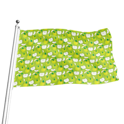 Green Apple Fruit Pattern Print Flag