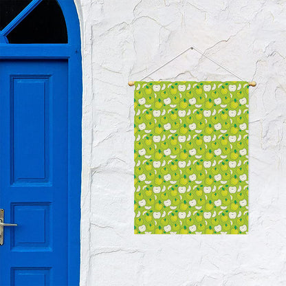 Green Apple Fruit Pattern Print Garden Flag