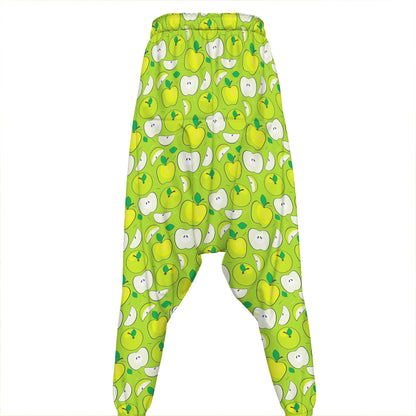 Green Apple Fruit Pattern Print Hammer Pants