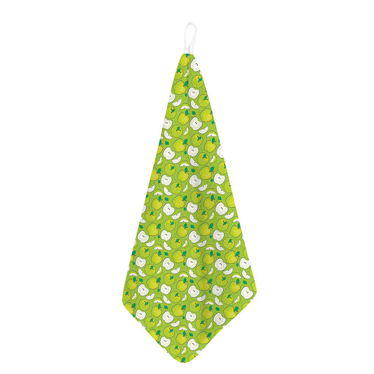 Green Apple Fruit Pattern Print Hand Towel