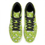 Green Apple Fruit Pattern Print High Top Leather Sneakers