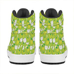 Green Apple Fruit Pattern Print High Top Leather Sneakers