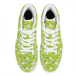 Green Apple Fruit Pattern Print High Top Leather Sneakers