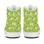 Green Apple Fruit Pattern Print High Top Leather Sneakers