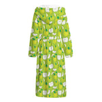 Green Apple Fruit Pattern Print Hooded Bathrobe