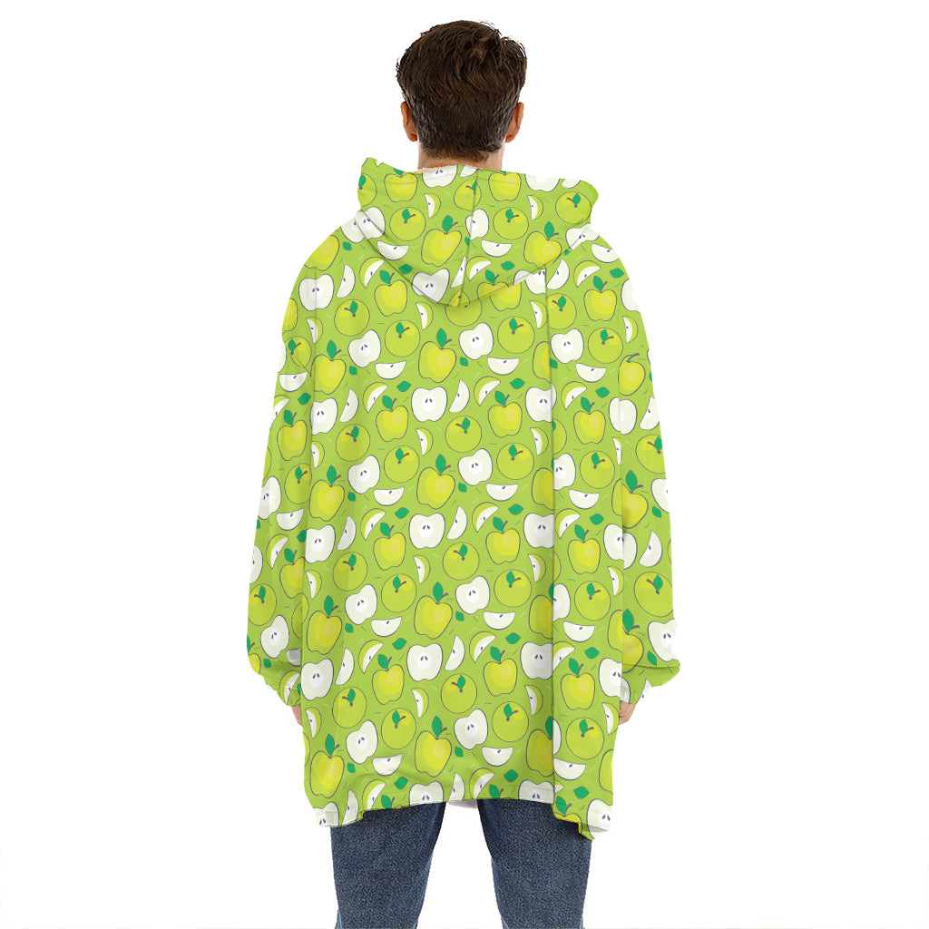 Green Apple Fruit Pattern Print Hoodie Blanket