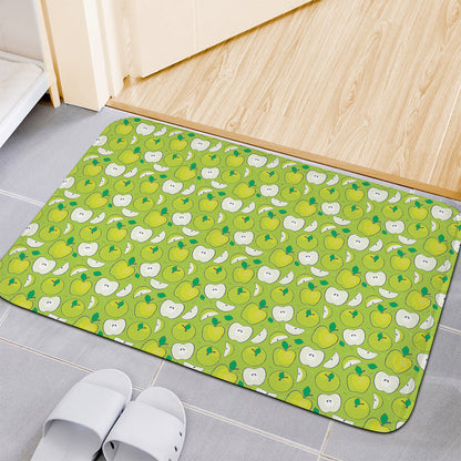 Green Apple Fruit Pattern Print Indoor Door Mat