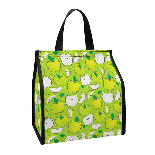 Green Apple Fruit Pattern Print Insulated Lunch Tote