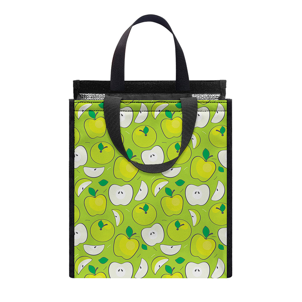 Green Apple Fruit Pattern Print Insulated Lunch Tote