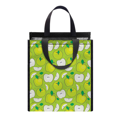Green Apple Fruit Pattern Print Insulated Lunch Tote