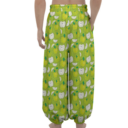 Green Apple Fruit Pattern Print Lantern Pants