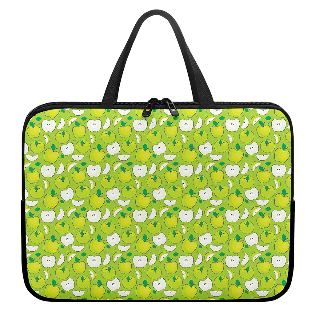 Green Apple Fruit Pattern Print Laptop Sleeve With Handle