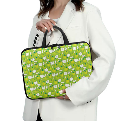 Green Apple Fruit Pattern Print Laptop Sleeve With Handle