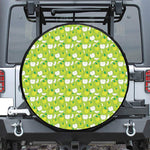Green Apple Fruit Pattern Print Leather Spare Tire Cover