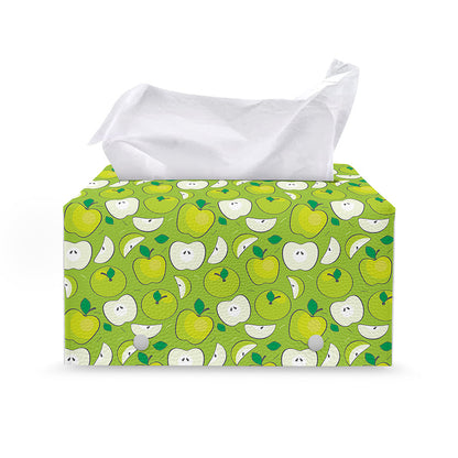 Green Apple Fruit Pattern Print Leather Tissue Box Cover