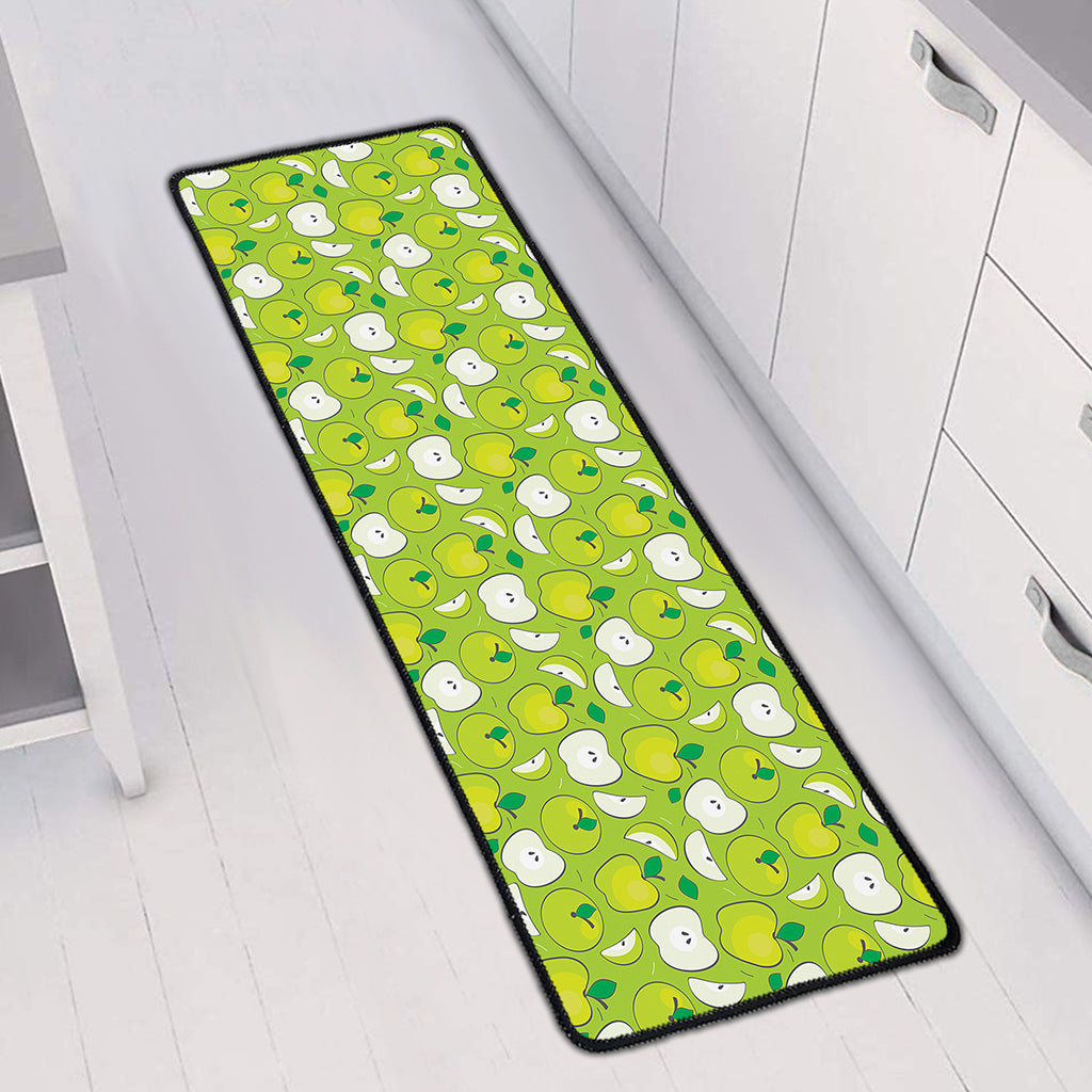 Green Apple Fruit Pattern Print Long Kitchen Mat