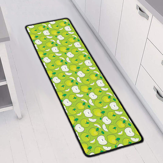 Green Apple Fruit Pattern Print Long Kitchen Mat