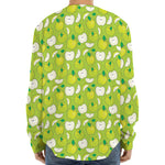 Green Apple Fruit Pattern Print Long Sleeve Baseball Jersey