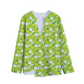 Green Apple Fruit Pattern Print Long Sleeve Short Coat