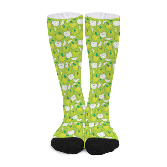 Green Apple Fruit Pattern Print Long Socks