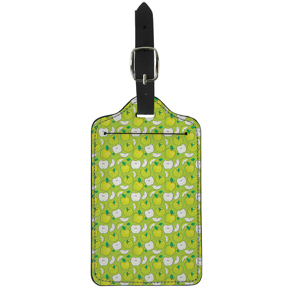 Green Apple Fruit Pattern Print Luggage Tag