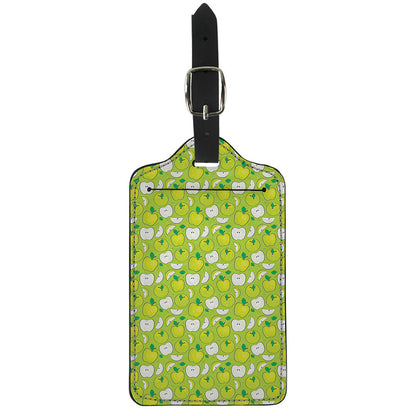 Green Apple Fruit Pattern Print Luggage Tag