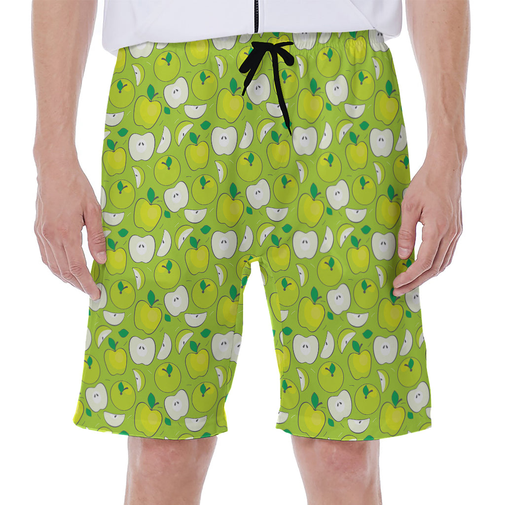 Green Apple Fruit Pattern Print Men's Beach Shorts