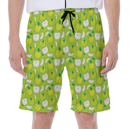 Green Apple Fruit Pattern Print Men's Beach Shorts