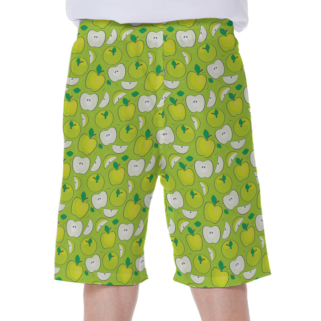 Green Apple Fruit Pattern Print Men's Beach Shorts
