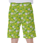 Green Apple Fruit Pattern Print Men's Beach Shorts