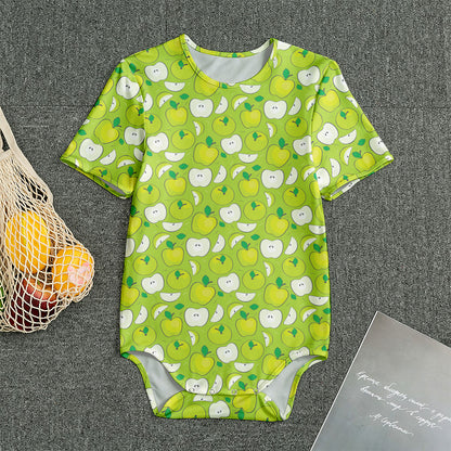 Green Apple Fruit Pattern Print Men's Bodysuit