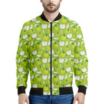 Green Apple Fruit Pattern Print Men's Bomber Jacket
