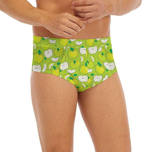 Green Apple Fruit Pattern Print Men's Briefs
