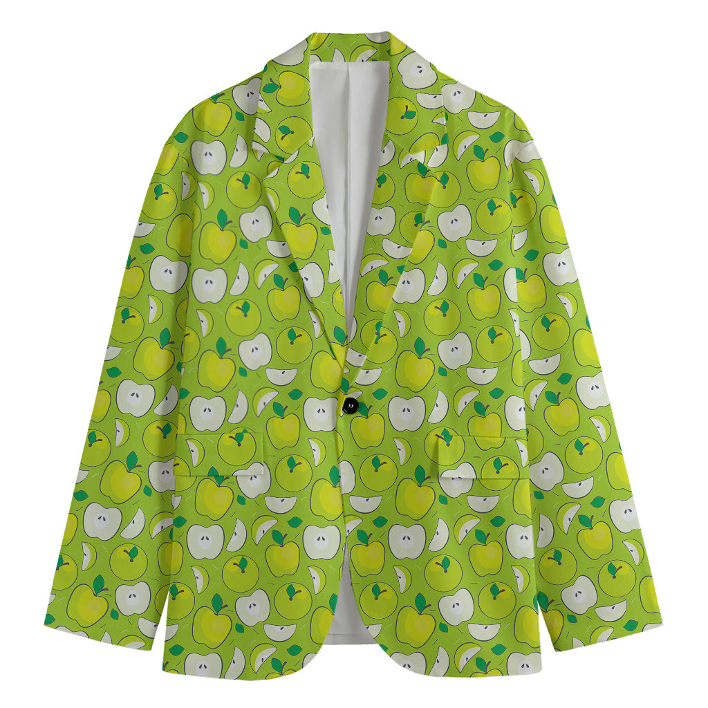 Green Apple Fruit Pattern Print Men's Cotton Blazer