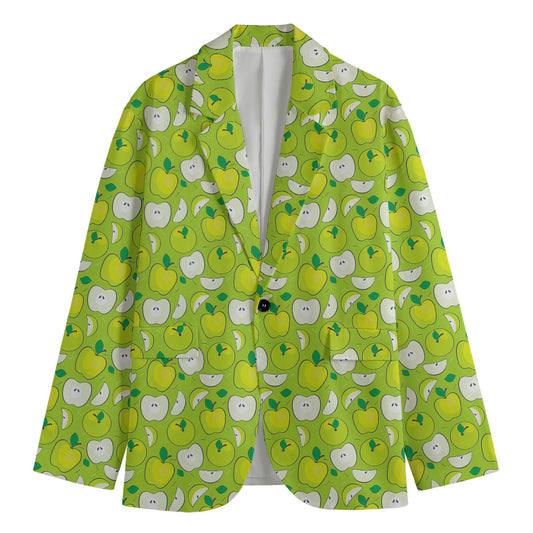 Green Apple Fruit Pattern Print Men's Cotton Blazer