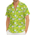 Green Apple Fruit Pattern Print Men's Deep V-Neck Shirt