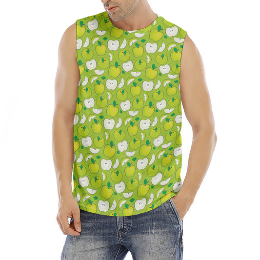 Green Apple Fruit Pattern Print Men's Fitness Tank Top