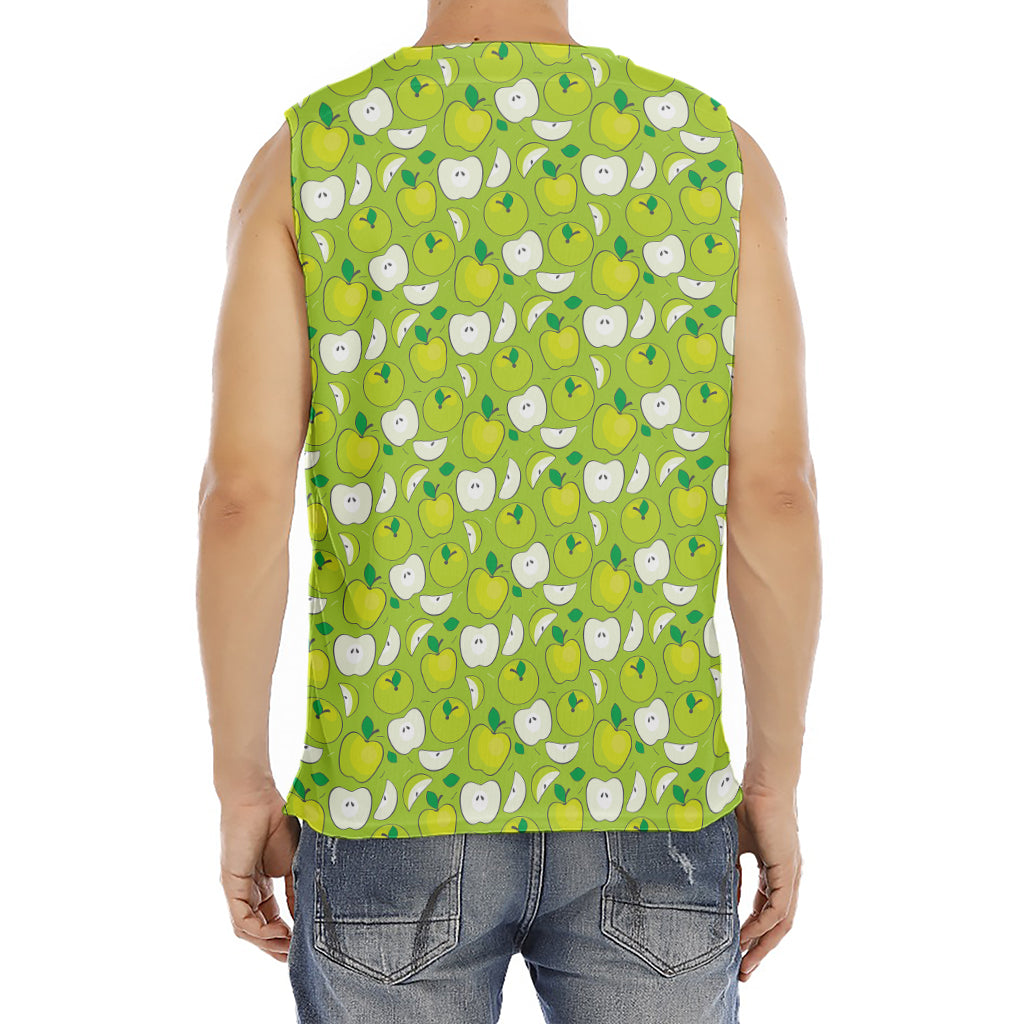Green Apple Fruit Pattern Print Men's Fitness Tank Top