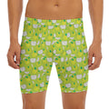 Green Apple Fruit Pattern Print Men's Long Boxer Briefs