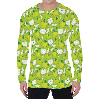 Green Apple Fruit Pattern Print Men's Long Sleeve T-Shirt