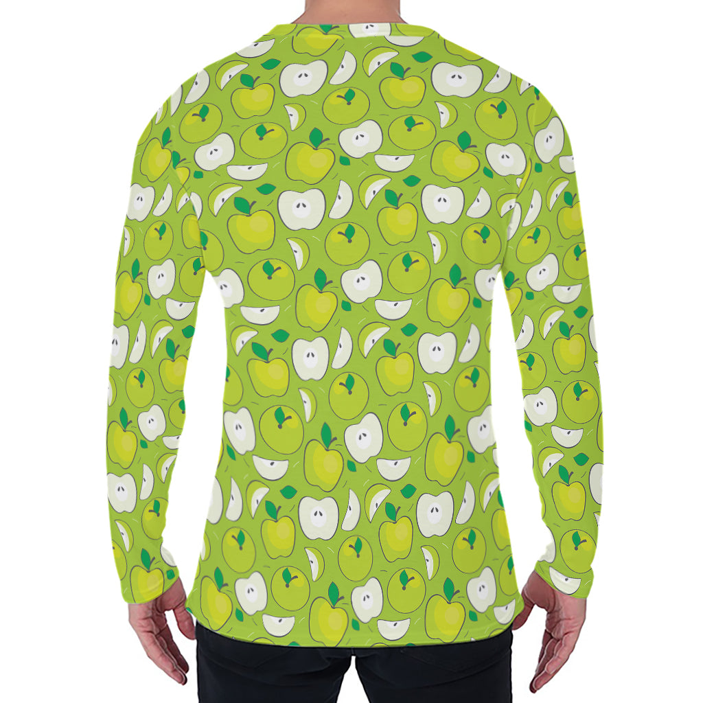 Green Apple Fruit Pattern Print Men's Long Sleeve T-Shirt