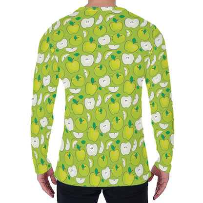 Green Apple Fruit Pattern Print Men's Long Sleeve T-Shirt