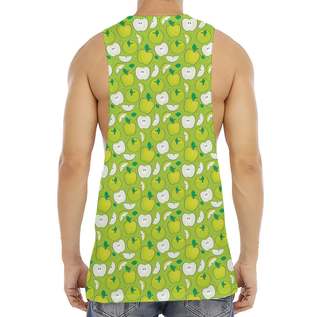 Green Apple Fruit Pattern Print Men's Muscle Tank Top