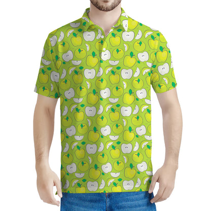 Green Apple Fruit Pattern Print Men's Polo Shirt