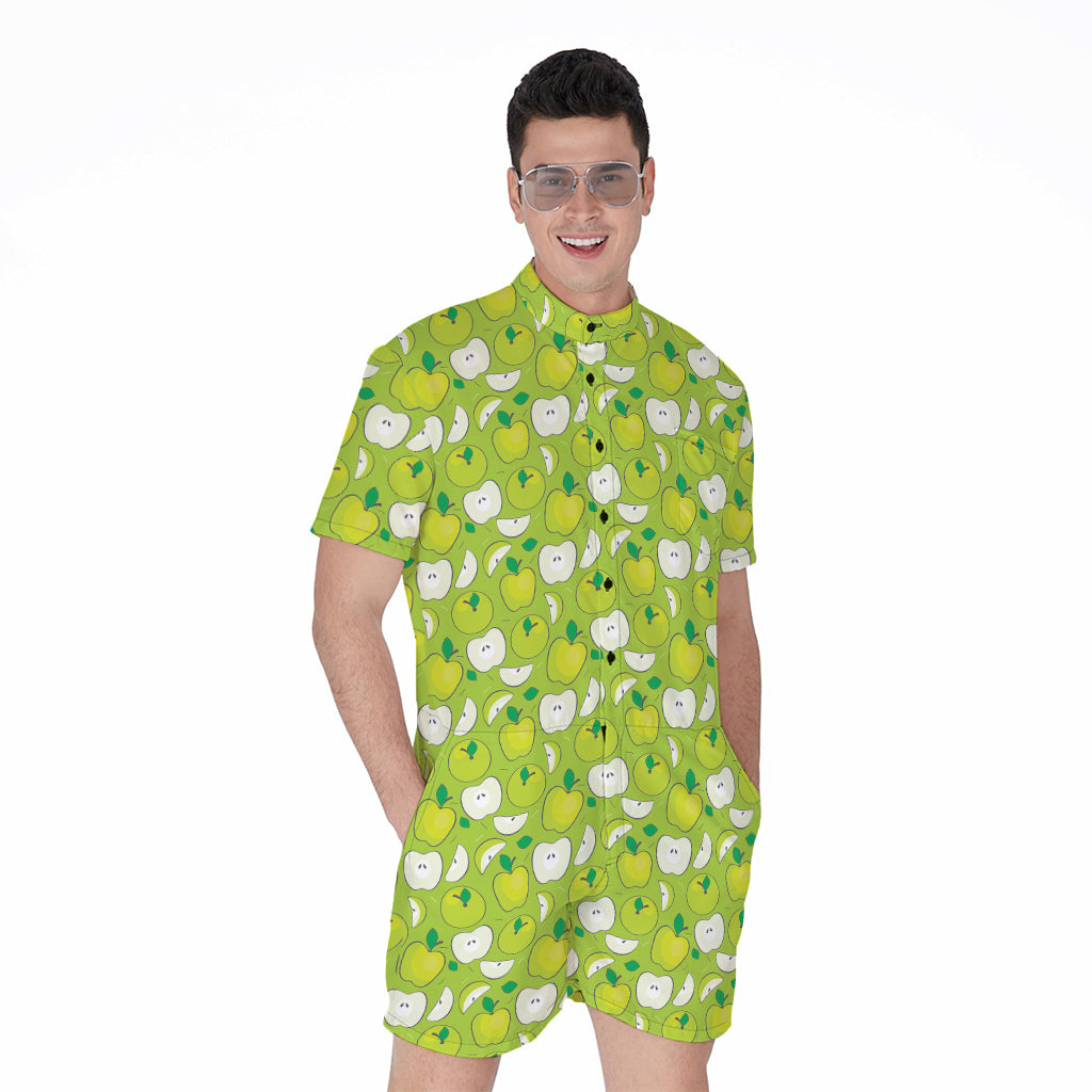 Green Apple Fruit Pattern Print Men's Rompers