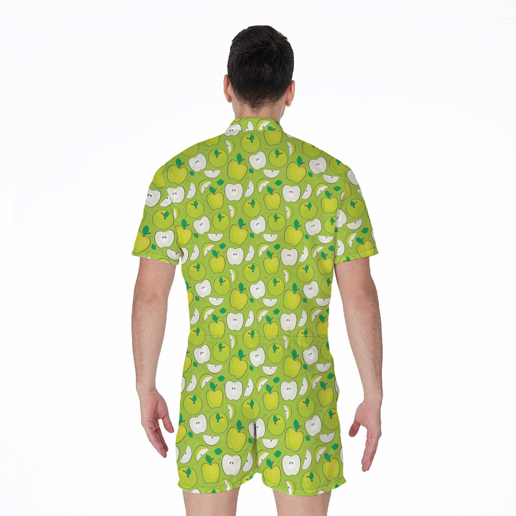 Green Apple Fruit Pattern Print Men's Rompers