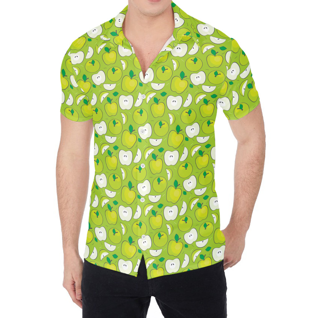 Green Apple Fruit Pattern Print Men's Shirt