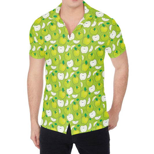 Green Apple Fruit Pattern Print Men's Shirt