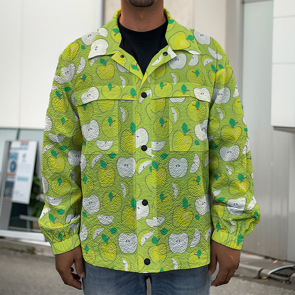 Green Apple Fruit Pattern Print Men's Shirt Jacket
