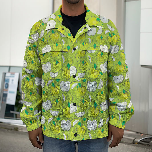 Green Apple Fruit Pattern Print Men's Shirt Jacket